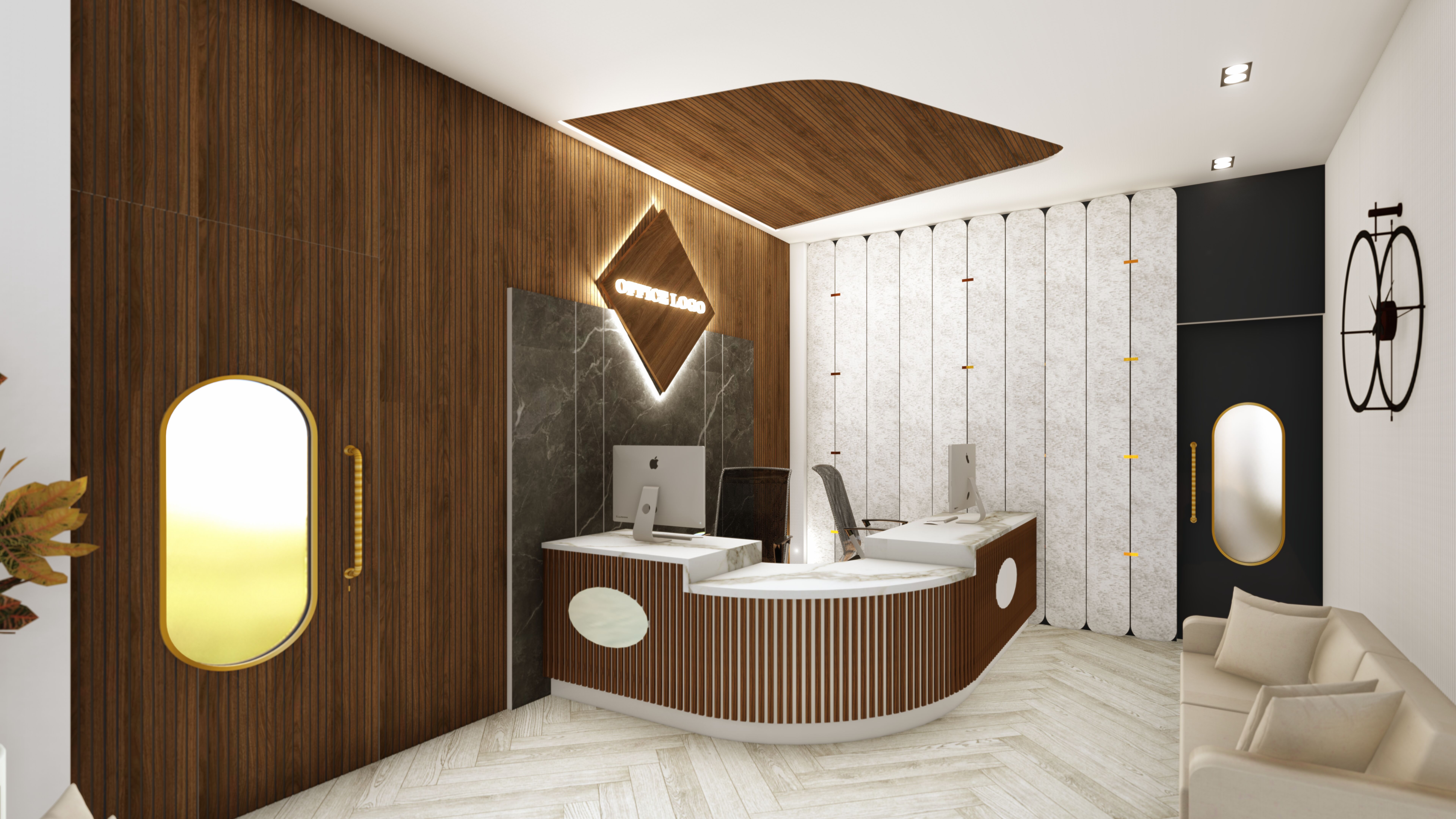 Modern corporate reception interior